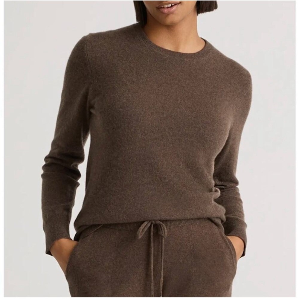 Quince Mongolian Cashmere Crewneck Sweater Womens Small Brown Luxe! Pullover